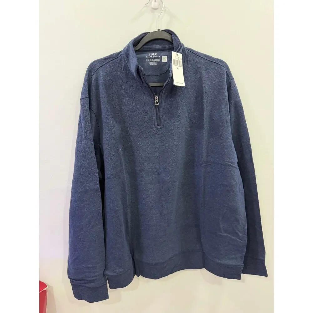 Polo Ralph Lauren Navy Sweater 3/4 zipper long sleeve Sz XL